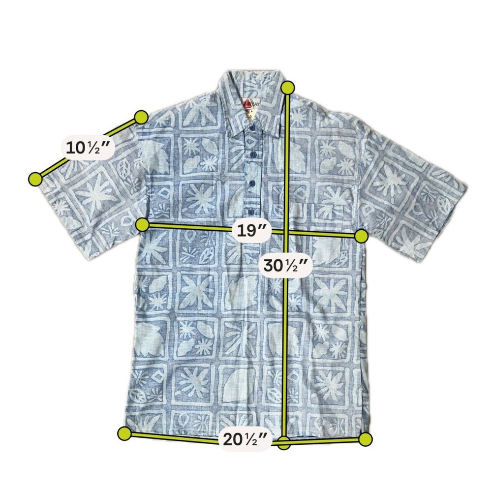 Vintage Hawaiian Shirt Small Blue Floral Short Sleeve 1980s Sears Sun Bay USA - Picture 10 of 10